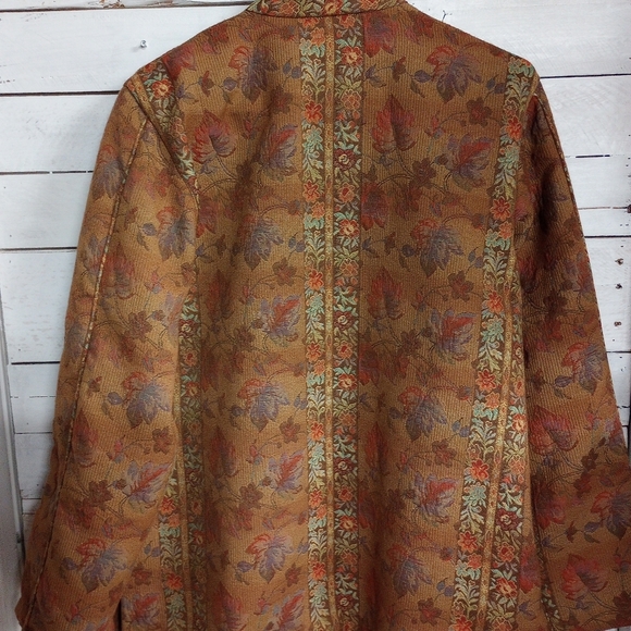 Coldwater Creek Women's Large Tapestry Brocade Jacket Blazer Floral Cottagecore. - Picture 10 of 12